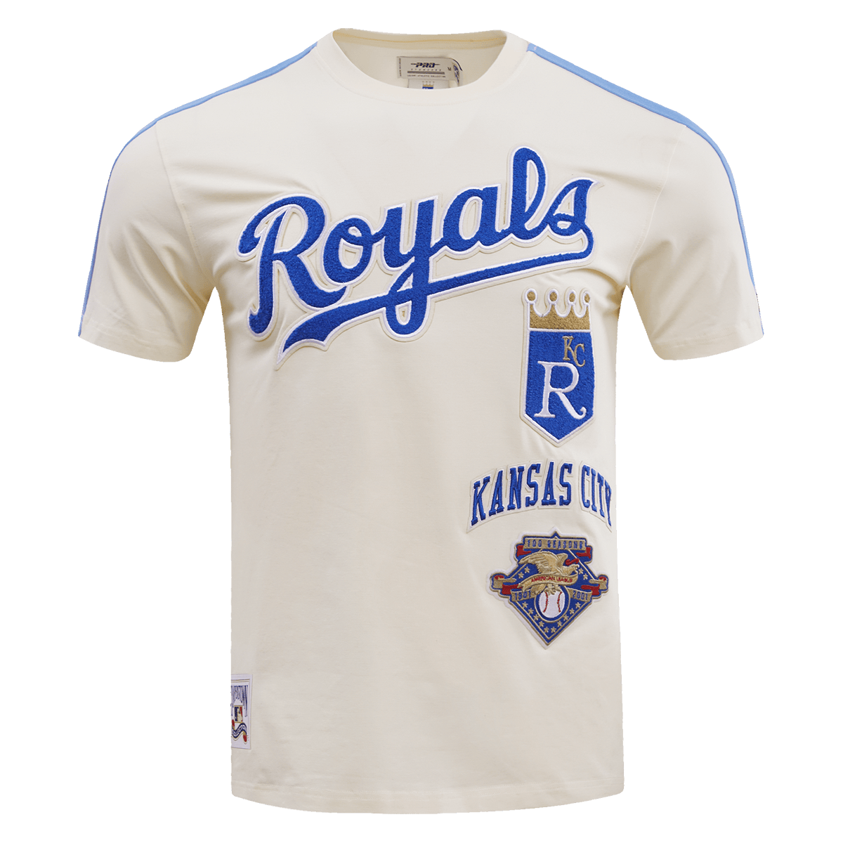 MLB KANSAS CITY ROYALS RETRO CLASSIC MEN'S STRIPED TOP (EGGSHELL/ UNIVERSITY BLUE)