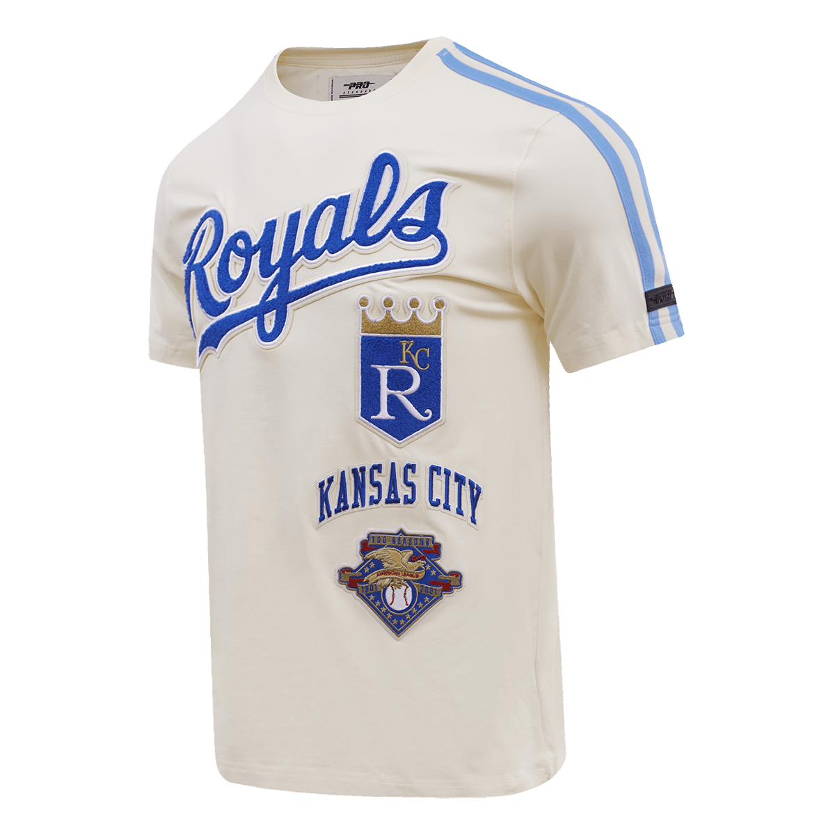 MLB KANSAS CITY ROYALS RETRO CLASSIC MEN'S STRIPED TOP (EGGSHELL/ UNIVERSITY BLUE)