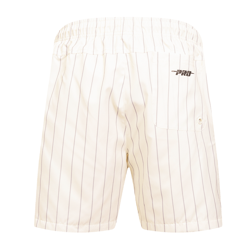 PANTALÓN CORTO TEJIDO CLÁSICO RETRO MLB KANSAS CITY ROYALS CON RAYAS FINAS PARA HOMBRE (BLANCO HUEVO/ GRIS)
