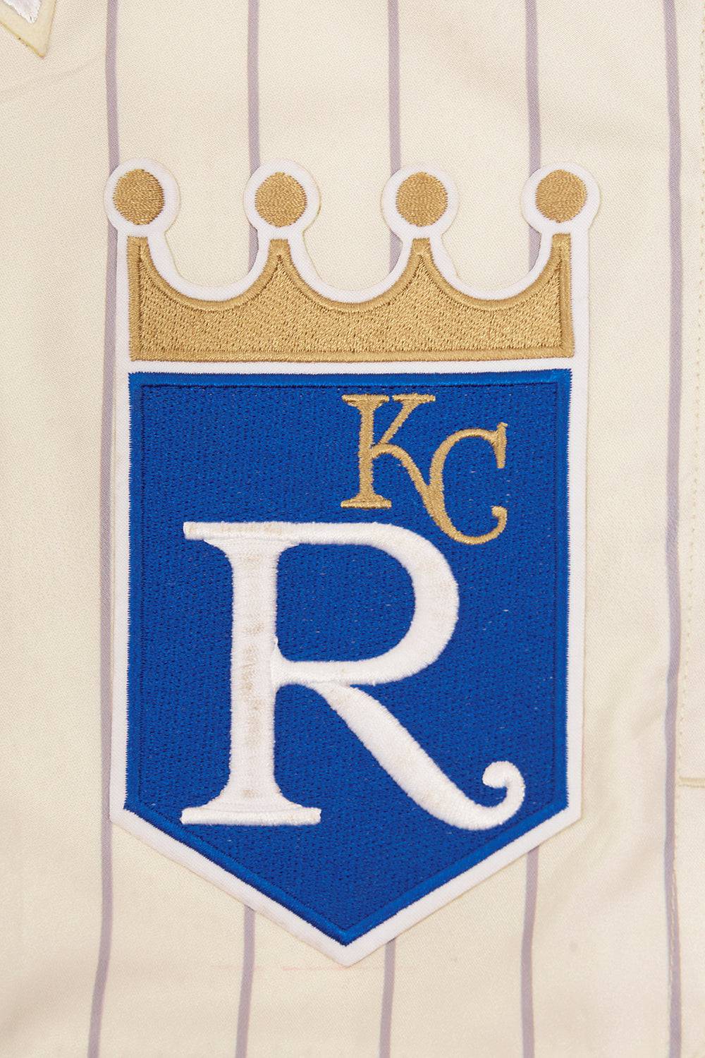 MLB KANSAS CITY ROYALS PINSTRIPE RETRO CLASSIC MEN'S WOVEN SHORT (EGGSHELL/ GREY)