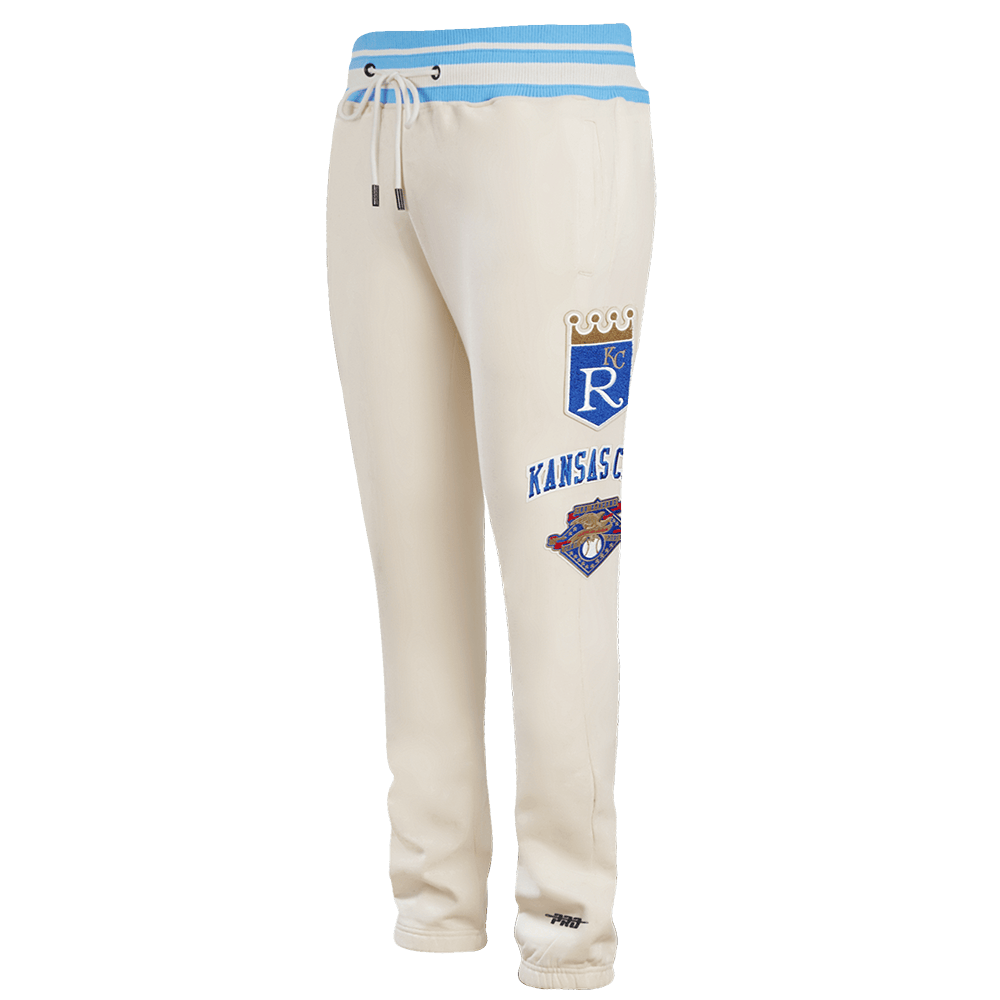 PANTALÓN DE CHÁNDAL RETRO CLÁSICO PARA HOMBRE MLB KANSAS CITY ROYALS (BLANCO HUESO/ AZUL UNIVERSITARIO)