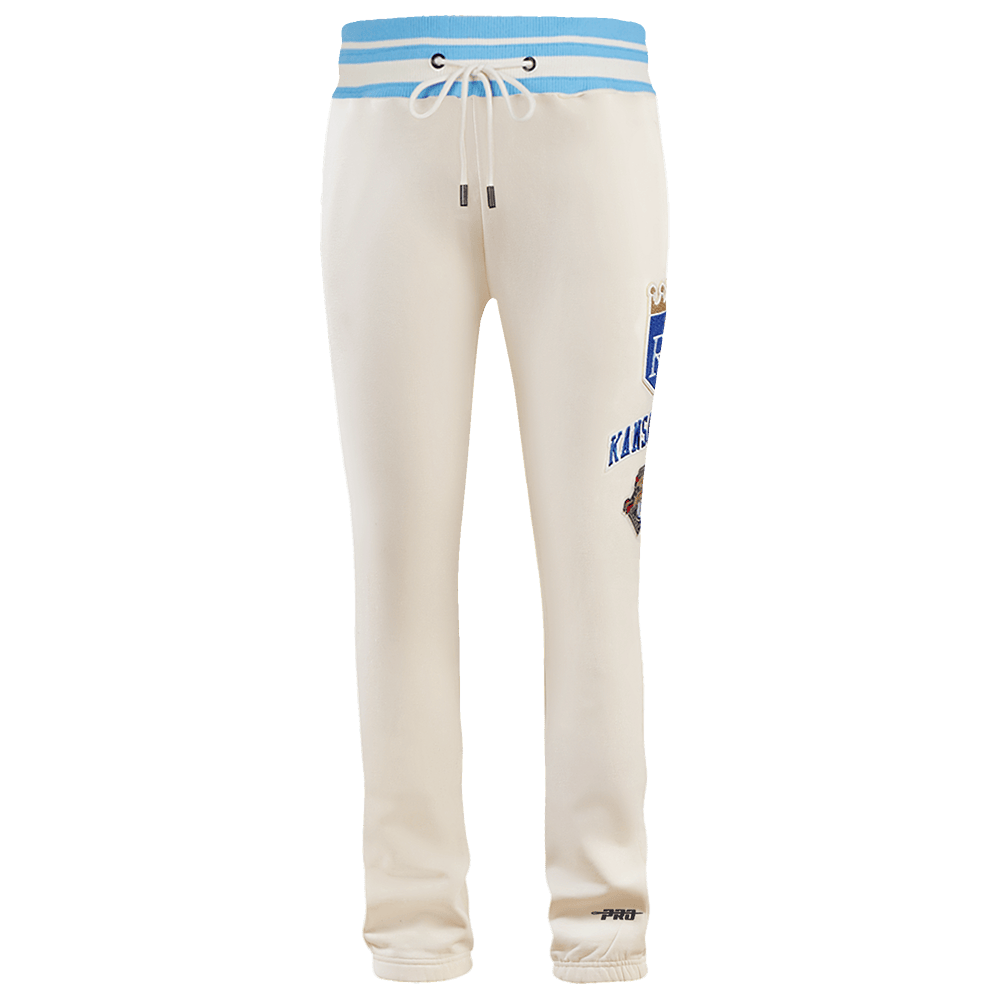 PANTALÓN DE CHÁNDAL RETRO CLÁSICO PARA HOMBRE MLB KANSAS CITY ROYALS (BLANCO HUESO/ AZUL UNIVERSITARIO)