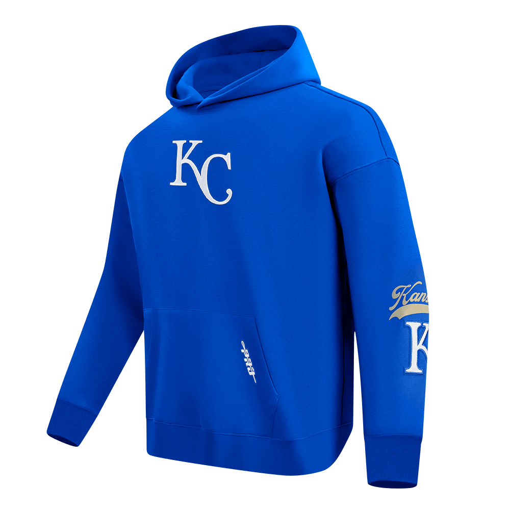MLB KANSAS CITY ROYALS LIVING LARGE MEN'S DROP SHOULDER FLC PO HOODI (ROYAL BLUE)