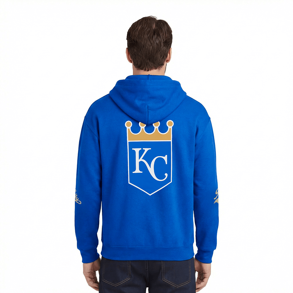MLB KANSAS CITY ROYALS LIVING LARGE MEN'S DROP SHOULDER FLC PO HOODI (ROYAL BLUE)