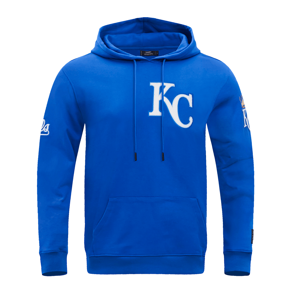 MLB KANSAS CITY ROYALS SUDADERA CON CAPUCHA CLÁSICA DE CHENILLA PARA HOMBRE (AZUL REAL)