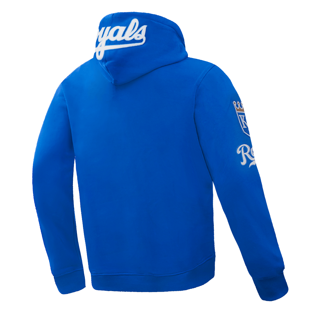 MLB KANSAS CITY ROYALS SUDADERA CON CAPUCHA CLÁSICA DE CHENILLA PARA HOMBRE (AZUL REAL)