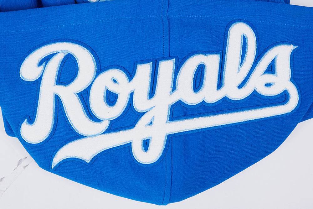 MLB KANSAS CITY ROYALS SUDADERA CON CAPUCHA CLÁSICA DE CHENILLA PARA HOMBRE (AZUL REAL)