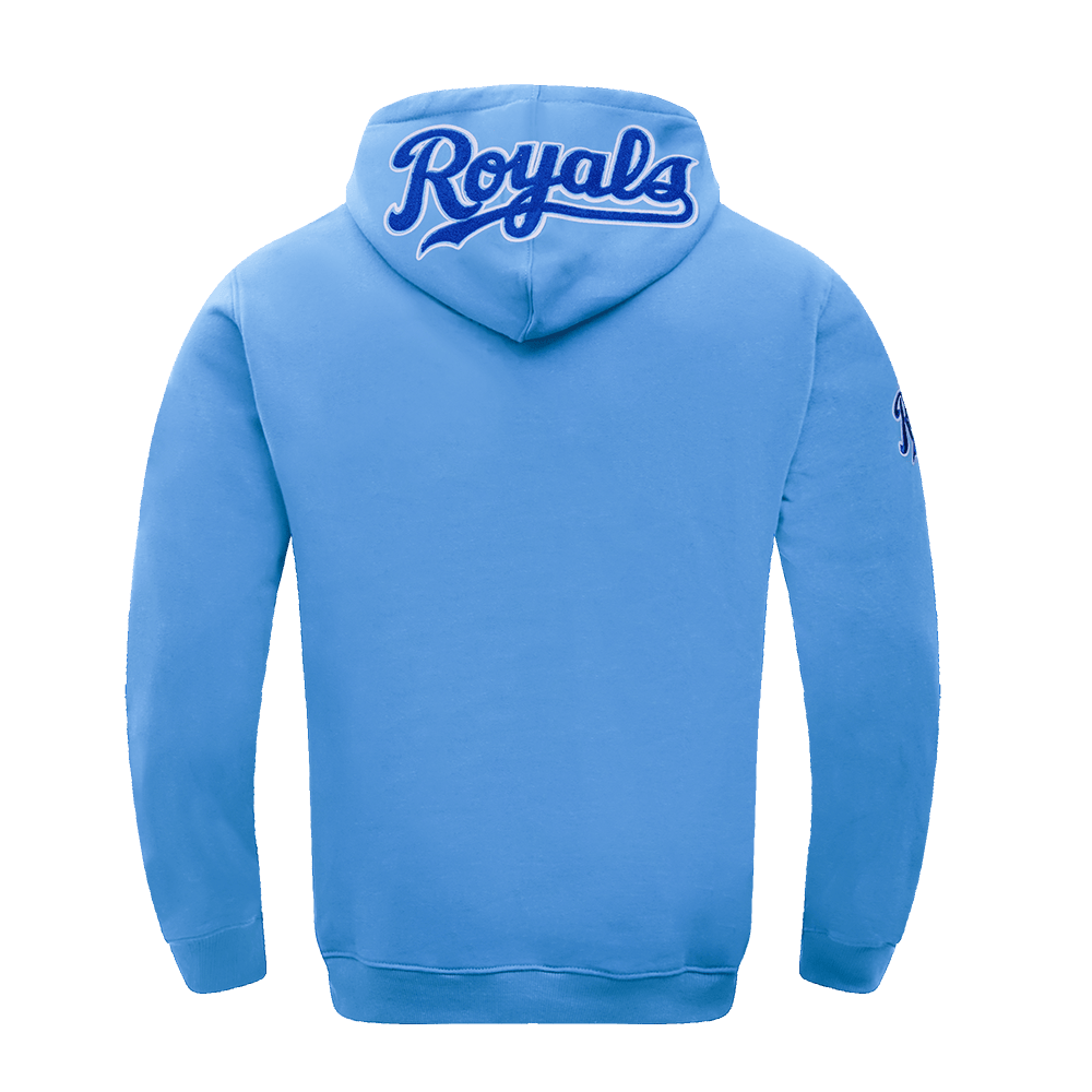 SUDADERA CON CAPUCHA DE TIRAR PARA HOMBRE MLB KANSAS CITY ROYALS CLÁSICA DE CHENILLA (AZUL UNIVERSITARIO)