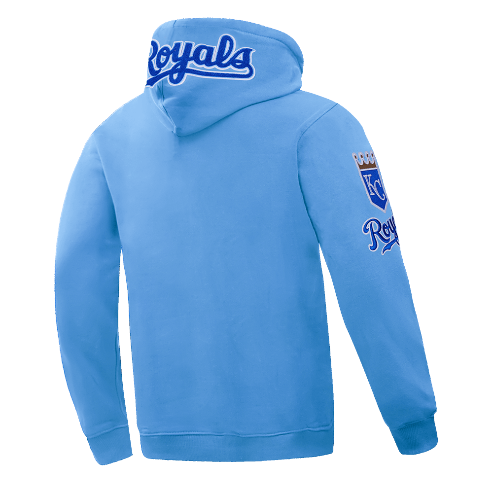 SUDADERA CON CAPUCHA DE TIRAR PARA HOMBRE MLB KANSAS CITY ROYALS CLÁSICA DE CHENILLA (AZUL UNIVERSITARIO)