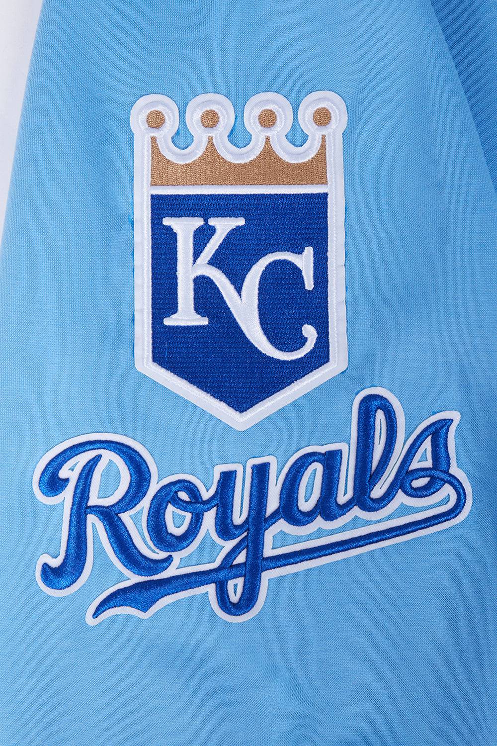 SUDADERA CON CAPUCHA DE TIRAR PARA HOMBRE MLB KANSAS CITY ROYALS CLÁSICA DE CHENILLA (AZUL UNIVERSITARIO)