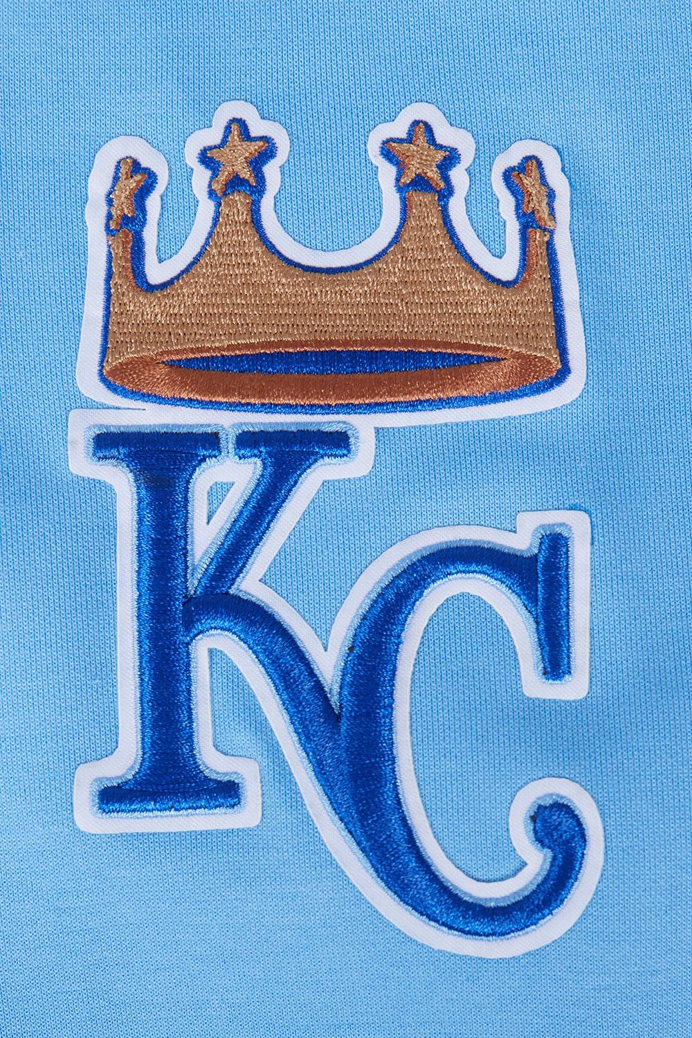SUDADERA CON CAPUCHA DE TIRAR PARA HOMBRE MLB KANSAS CITY ROYALS CLÁSICA DE CHENILLA (AZUL UNIVERSITARIO)