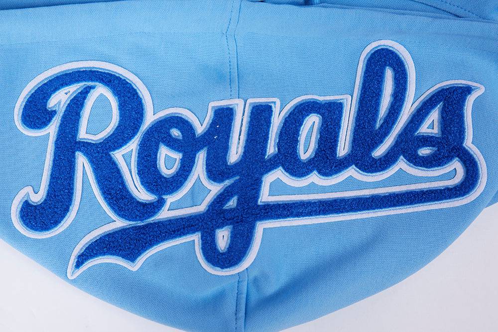 SUDADERA CON CAPUCHA DE TIRAR PARA HOMBRE MLB KANSAS CITY ROYALS CLÁSICA DE CHENILLA (AZUL UNIVERSITARIO)