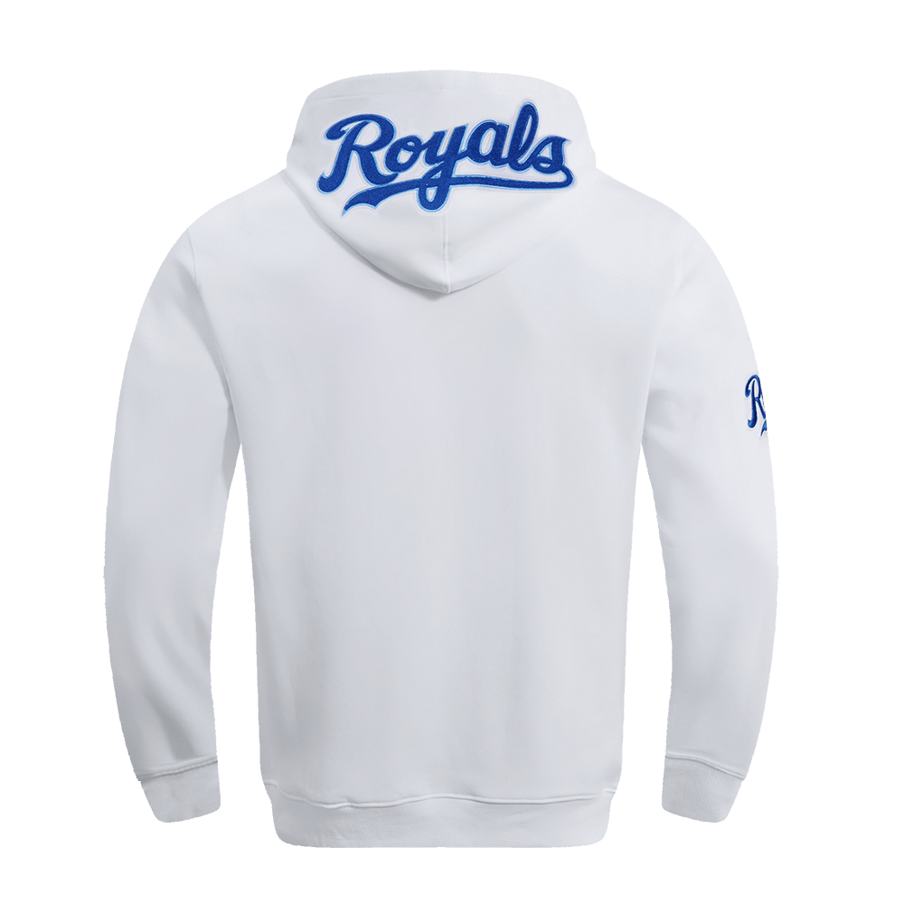 MLB KANSAS CITY ROYALS CLASSIC CHENILLE MEN'S PULLOVER HOODIE (WHITE)