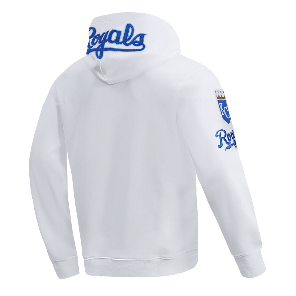 MLB KANSAS CITY ROYALS CLASSIC CHENILLE MEN'S PULLOVER HOODIE (WHITE)