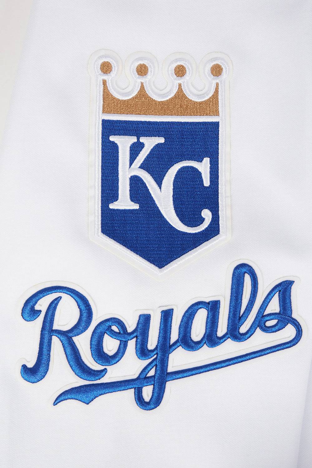 MLB KANSAS CITY ROYALS CLASSIC CHENILLE MEN'S PULLOVER HOODIE (WHITE)