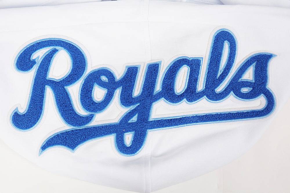 MLB KANSAS CITY ROYALS CLASSIC CHENILLE MEN'S PULLOVER HOODIE (WHITE)