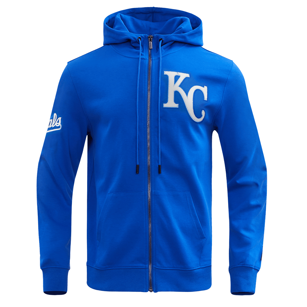 MLB KANSAS CITY ROYALS CLASSIC CHENILLE MEN'S FULL ZIP HOODIE (ROYAL BLUE)