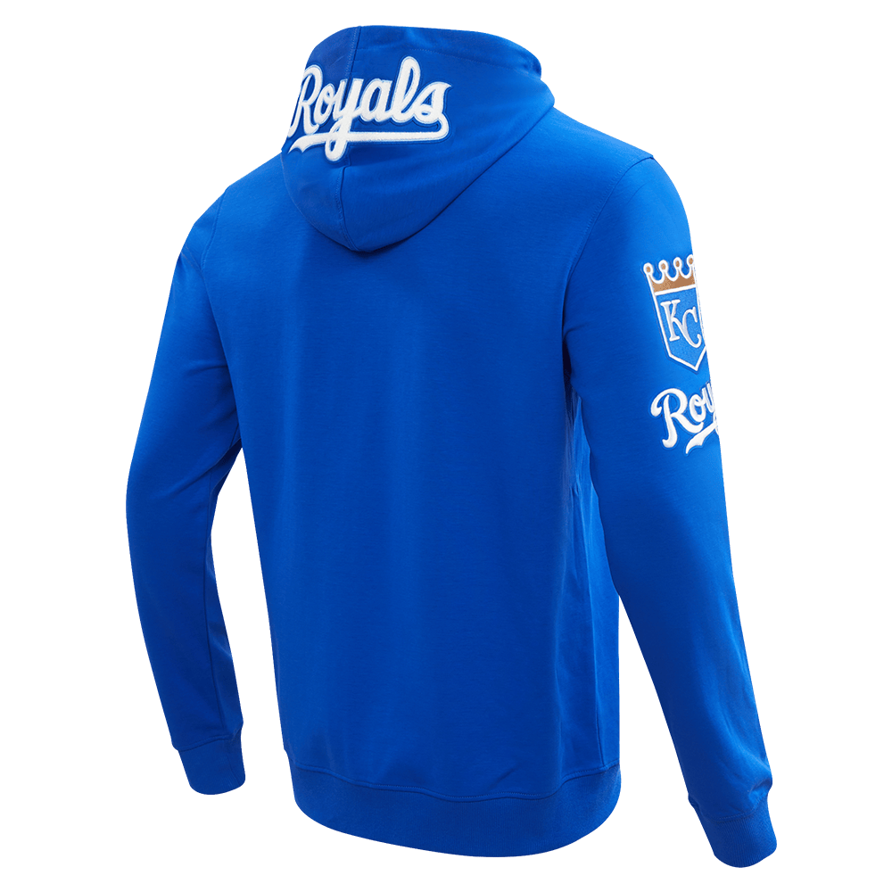 MLB KANSAS CITY ROYALS CLASSIC CHENILLE MEN'S FULL ZIP HOODIE (ROYAL BLUE)