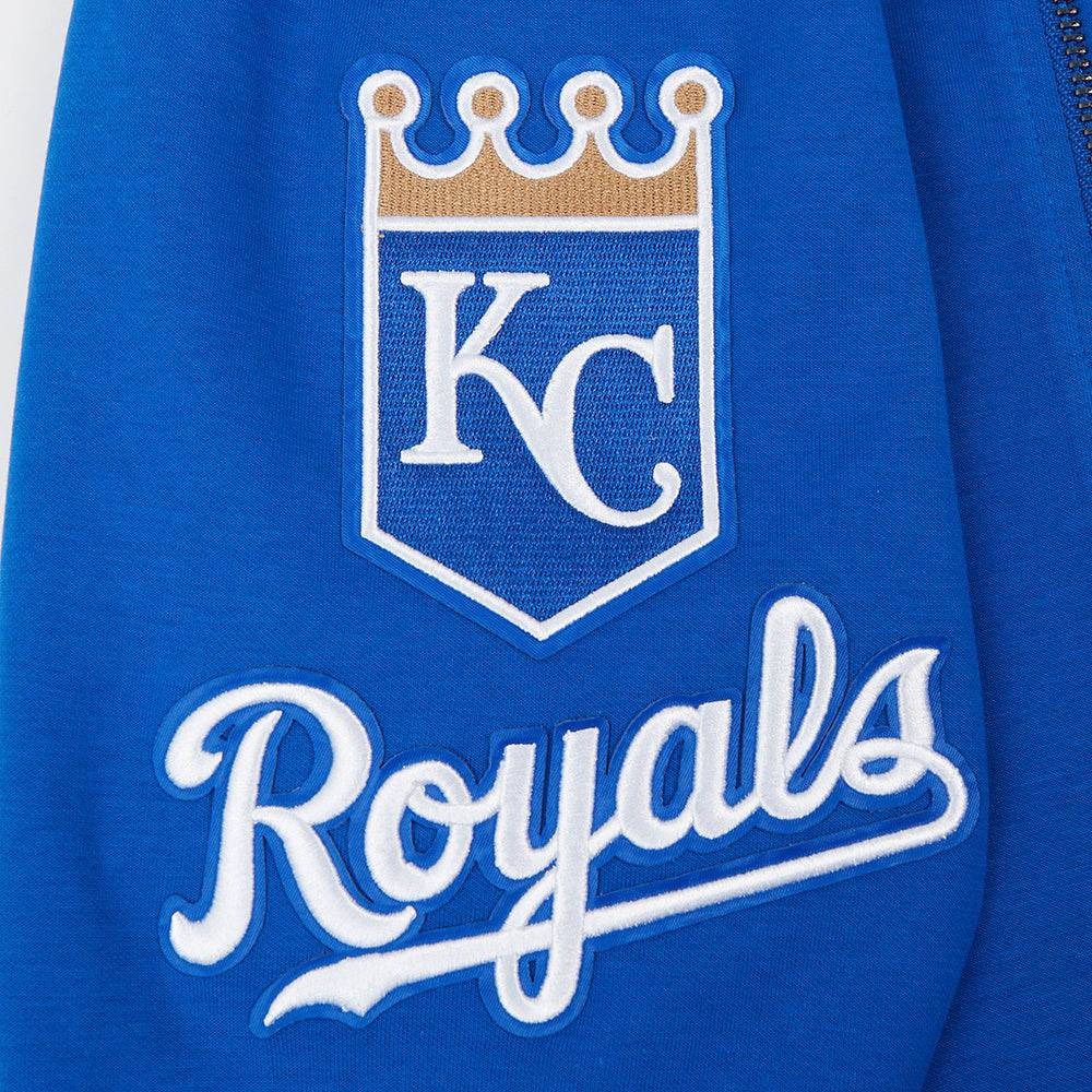 MLB KANSAS CITY ROYALS CLASSIC CHENILLE MEN'S FULL ZIP HOODIE (ROYAL BLUE)