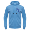 MLB KANSAS CITY ROYALS CLASSIC CHENILLE MEN'S FULL ZIP PULLOVER HOODIE (UNIVERSITY BLUE)