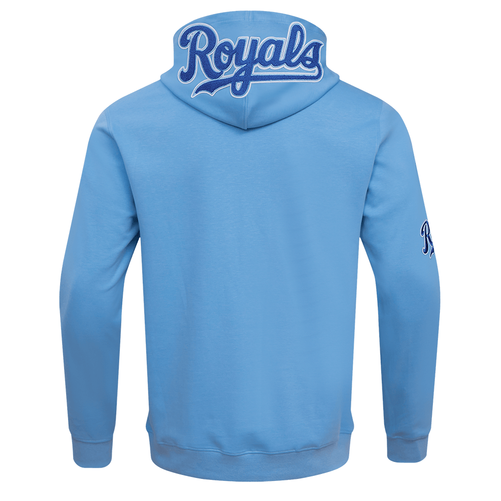 MLB KANSAS CITY ROYALS CLASSIC CHENILLE MEN'S FULL ZIP PULLOVER HOODIE (UNIVERSITY BLUE)