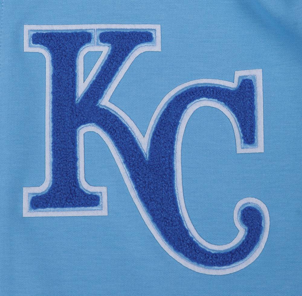 MLB KANSAS CITY ROYALS CLASSIC CHENILLE MEN'S FULL ZIP PULLOVER HOODIE (UNIVERSITY BLUE)