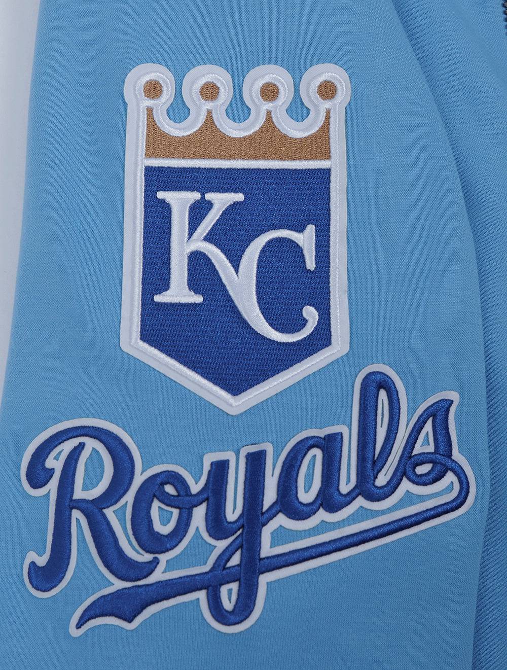 MLB KANSAS CITY ROYALS CLASSIC CHENILLE MEN'S FULL ZIP PULLOVER HOODIE (UNIVERSITY BLUE)
