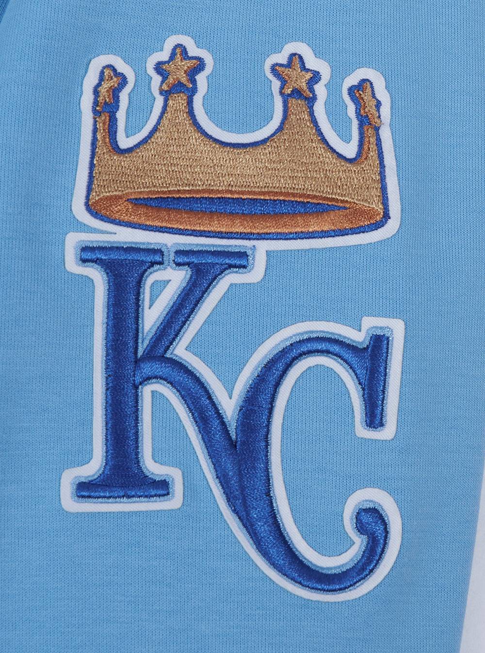 MLB KANSAS CITY ROYALS CLASSIC CHENILLE MEN'S FULL ZIP PULLOVER HOODIE (UNIVERSITY BLUE)