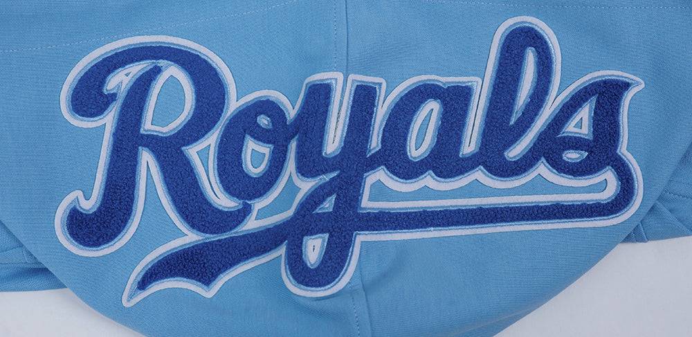 MLB KANSAS CITY ROYALS CLASSIC CHENILLE MEN'S FULL ZIP PULLOVER HOODIE (UNIVERSITY BLUE)