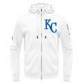 MLB KANSAS CITY ROYALS CLASSIC CHENILLE MEN'S FULL ZIP PULLOVER HOODIE (WHITE)