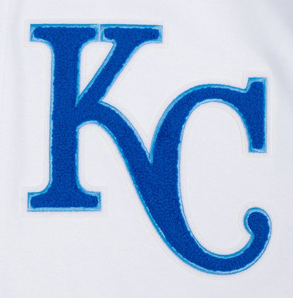 MLB KANSAS CITY ROYALS CLASSIC CHENILLE MEN'S FULL ZIP PULLOVER HOODIE (WHITE)