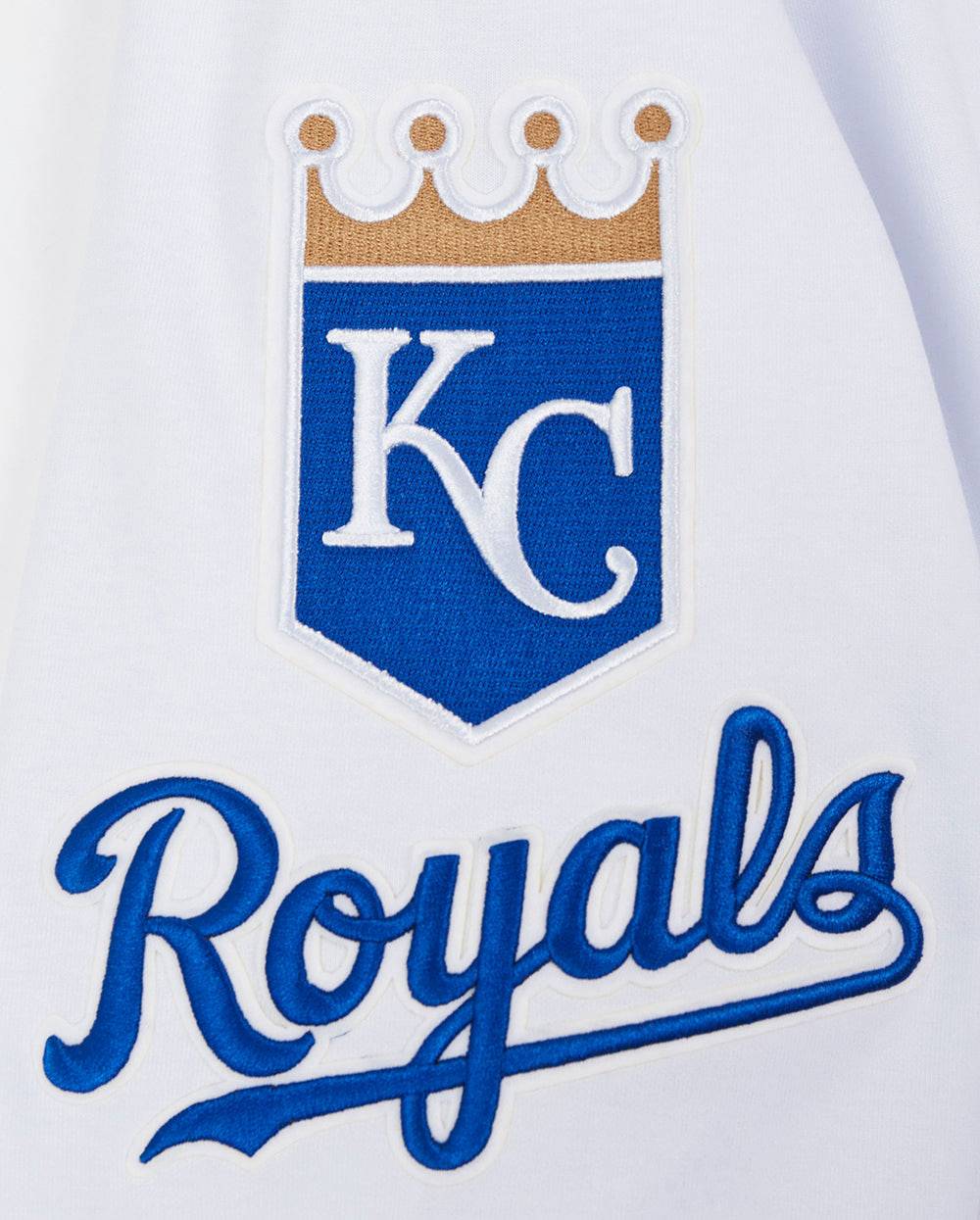 MLB KANSAS CITY ROYALS CLASSIC CHENILLE MEN'S FULL ZIP PULLOVER HOODIE (WHITE)