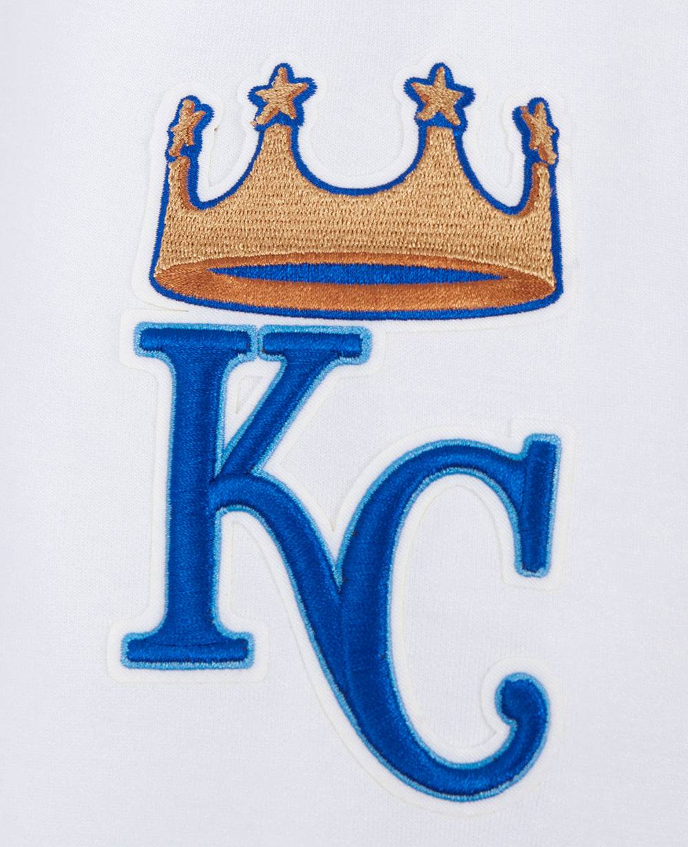 MLB KANSAS CITY ROYALS CLASSIC CHENILLE MEN'S FULL ZIP PULLOVER HOODIE (WHITE)