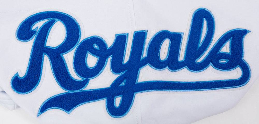 MLB KANSAS CITY ROYALS CLASSIC CHENILLE MEN'S FULL ZIP PULLOVER HOODIE (WHITE)