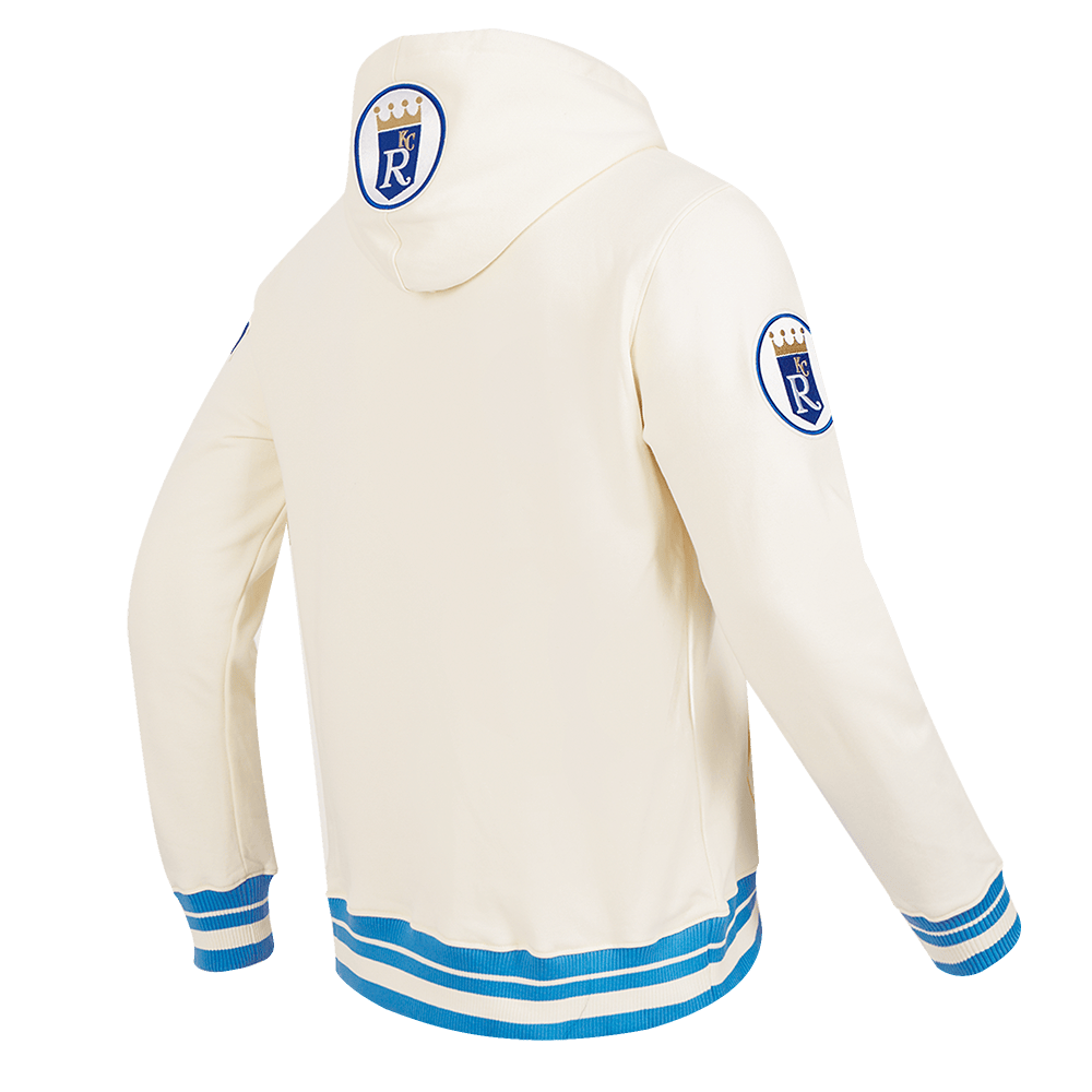 MLB KANSAS CITY ROYALS RETRO CLASSIC MEN'S PULLOVER HOODIE (EGGSHELL/UNIVERSAL BLUE)