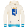 MLB KANSAS CITY ROYALS RETRO CLASSIC MEN'S PULLOVER HOODIE (EGGSHELL/UNIVERSAL BLUE)