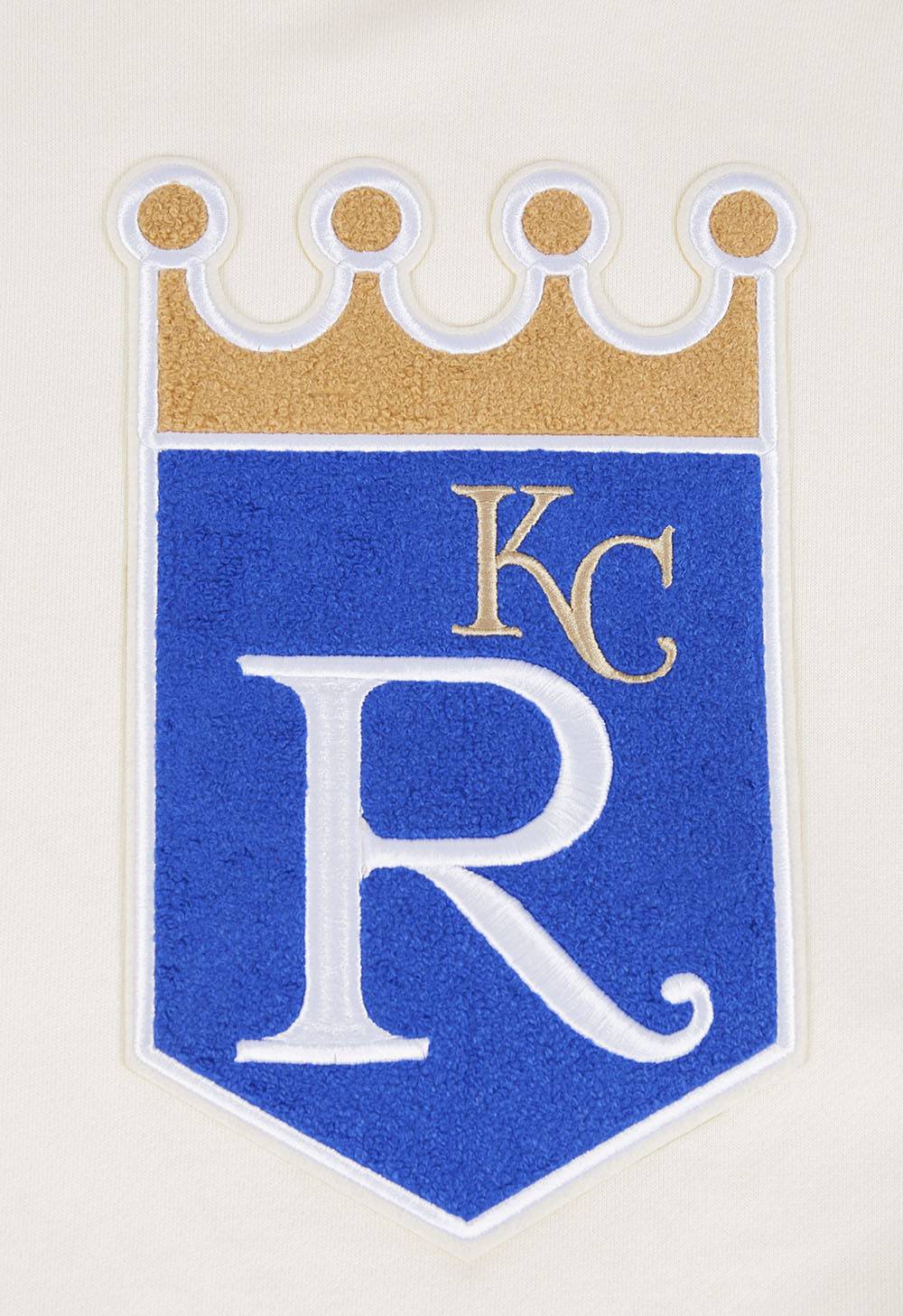 MLB KANSAS CITY ROYALS RETRO CLASSIC MEN'S PULLOVER HOODIE (EGGSHELL/UNIVERSAL BLUE)