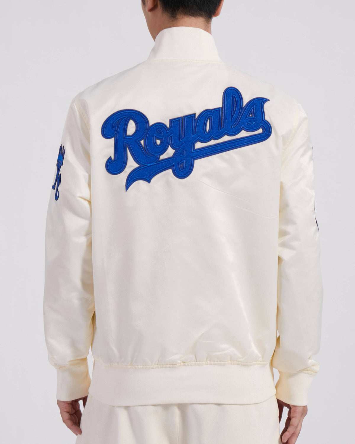 MLB KANSAS CITY ROYALS TRIPLE TONAL SATIN JACKET (EGGSHELL)