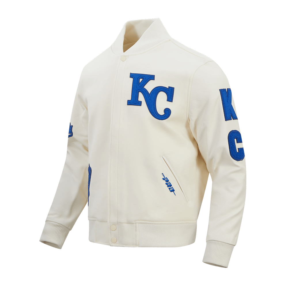 MLB KANSAS CITY ROYALS TRIPLE TONAL VARSITY JACKET (EGGSHELL)