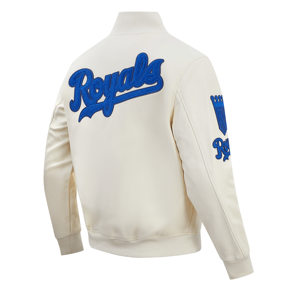 MLB KANSAS CITY ROYALS TRIPLE TONAL VARSITY JACKET (EGGSHELL)
