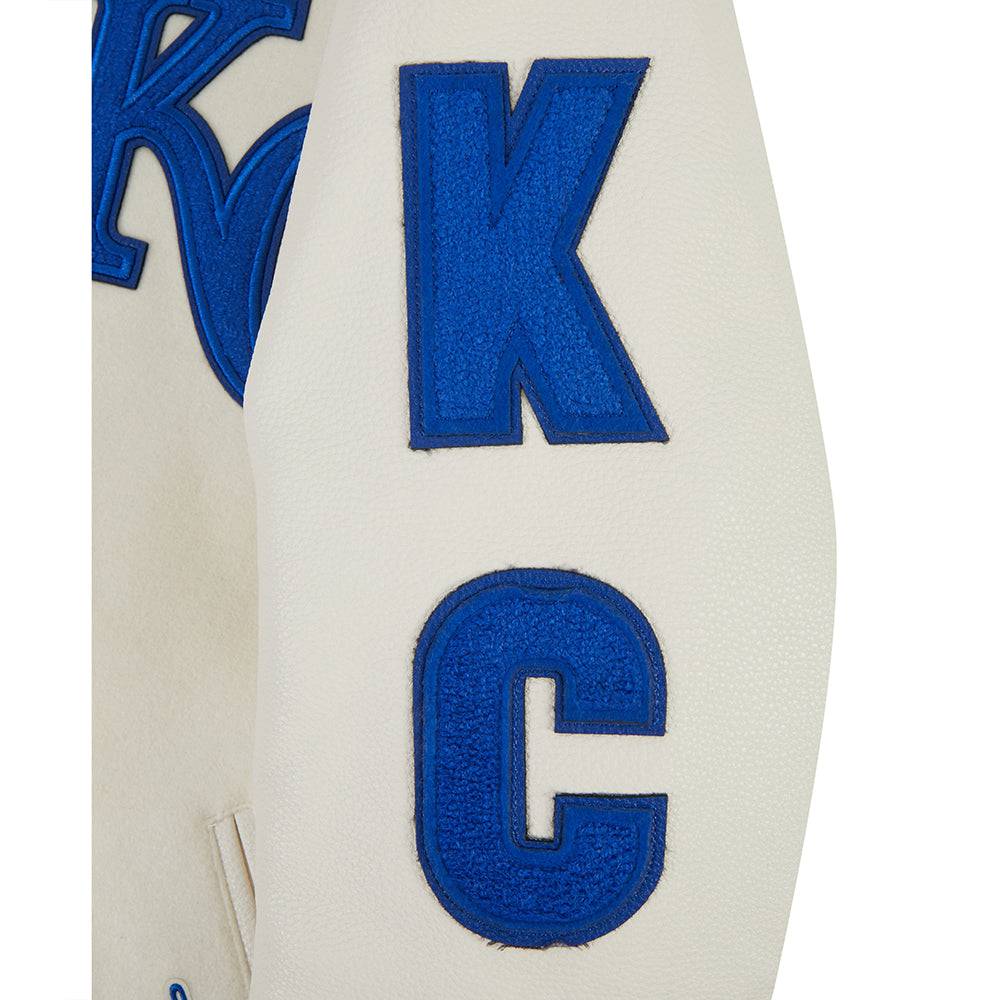 MLB KANSAS CITY ROYALS TRIPLE TONAL VARSITY JACKET (EGGSHELL)