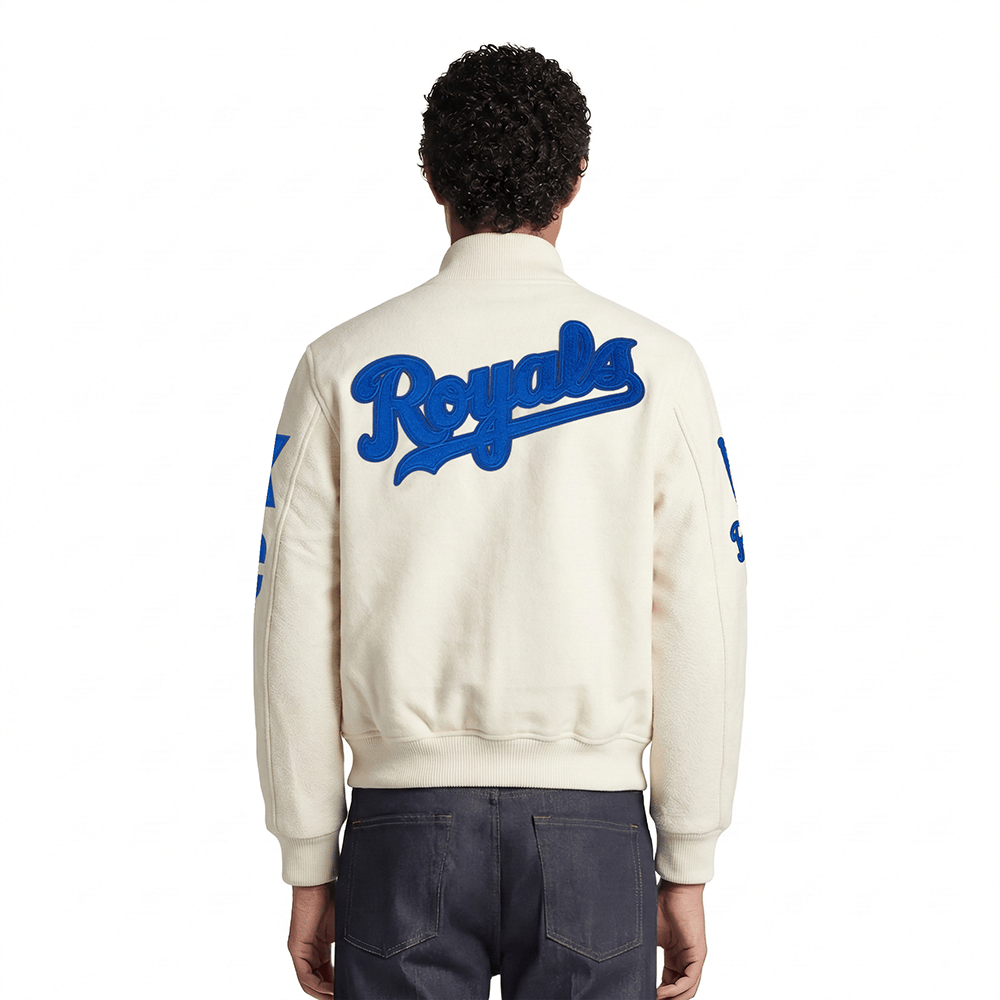 MLB KANSAS CITY ROYALS TRIPLE TONAL VARSITY JACKET (EGGSHELL)