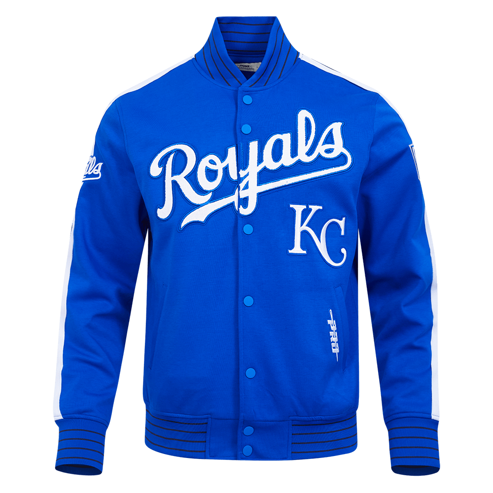 MLB KANSAS CITY ROYALS CURRENT LOGO PRO GAME DAY MEN'S DOUBLE KNIT JACKET (ROYAL BLUE/WHTE/MIDNIGHT NAVY)