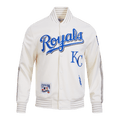 MLB KANSAS CITY ROYALS COOPERSTOWN LOGO MEN'S PRO GAME DAY DOUBLE KNIT JACKET (EGGSHELL/TAUPE/EGGSHELL)