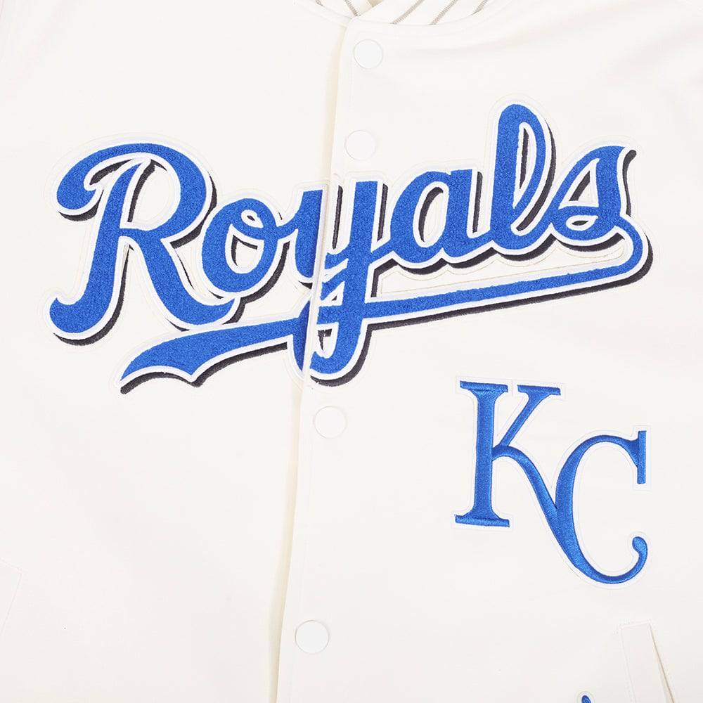 MLB KANSAS CITY ROYALS COOPERSTOWN LOGO MEN'S PRO GAME DAY DOUBLE KNIT JACKET (EGGSHELL/TAUPE/EGGSHELL)
