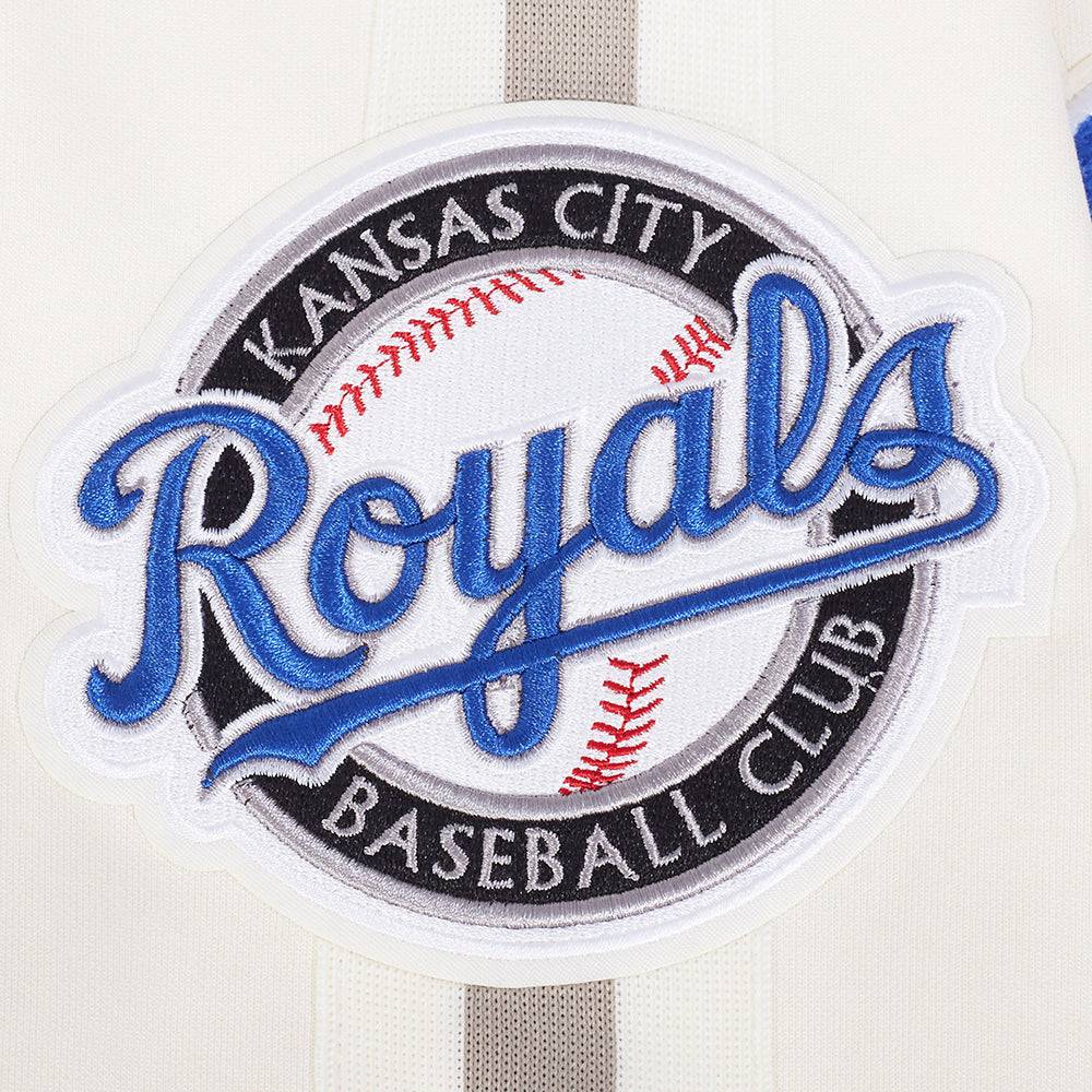 MLB KANSAS CITY ROYALS COOPERSTOWN LOGO MEN'S PRO GAME DAY DOUBLE KNIT JACKET (EGGSHELL/TAUPE/EGGSHELL)
