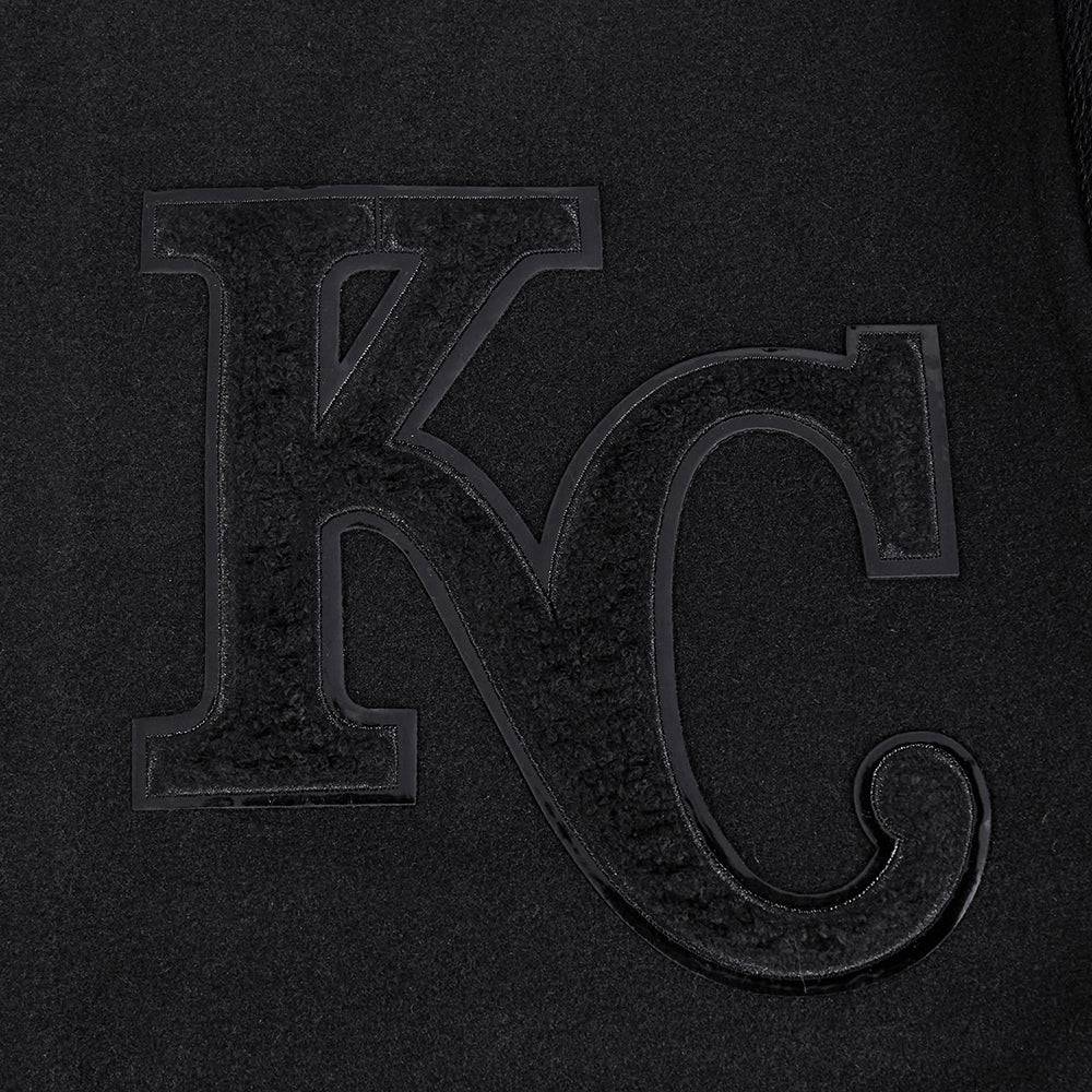 MLB KANSAS CITY ROYALS TRIPLE BLACK WOOL MEN'S VARSITY JACKET (TRIPLE BLACK)