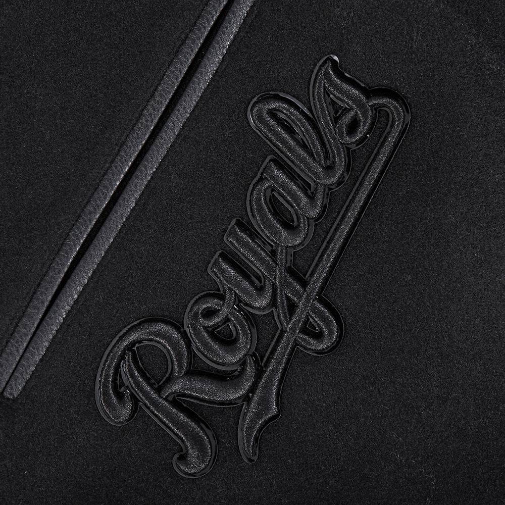 MLB KANSAS CITY ROYALS TRIPLE BLACK WOOL MEN'S VARSITY JACKET (TRIPLE BLACK)