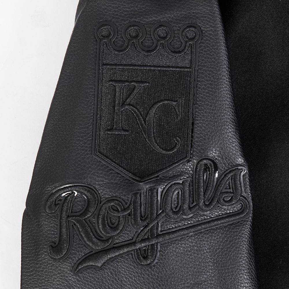 MLB KANSAS CITY ROYALS TRIPLE BLACK WOOL MEN'S VARSITY JACKET (TRIPLE BLACK)