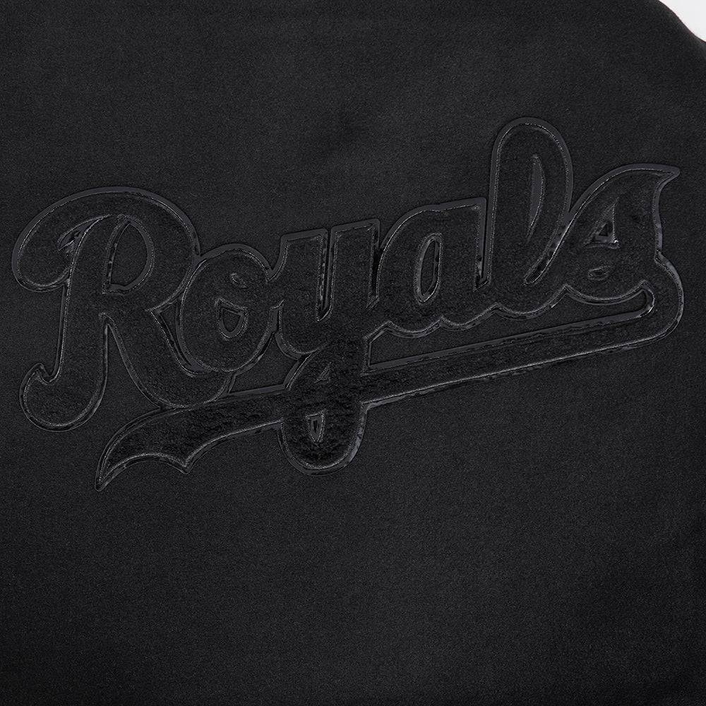 MLB KANSAS CITY ROYALS TRIPLE BLACK WOOL MEN'S VARSITY JACKET (TRIPLE BLACK)